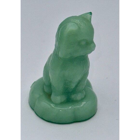 Vintage Boyd Glass “Miss Cotton” Kitten on a Pillow – Jadeite Green – 1980s - Picture 3 of 10